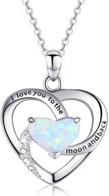 img 4 attached to 🌙 I Love You to The Moon and Back Opal Heart Necklace - Perfect Mother's Gift or Girlfriend Jewelry