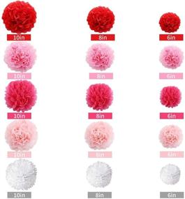 img 3 attached to 15-Packs Pink and Red Tissue Paper Flower Pom Poms Decorations Set for Birthday, Wedding, Bridal Shower, Baby Shower, Festival, Party Decor