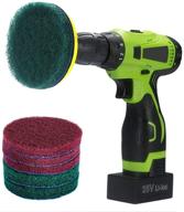 🧽 kichwit 4 inch drill power brush tile scrubber scouring pads cleaning kit - drill attachment, 3 red pads & 3 stiff green pads - heavy duty household cleaning tool (drill not included) logo