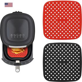 img 4 attached to 🍟 LIDSTOBALL Thicker Reusable Air Fryer Liners - 8.5 inch Square Non-Stick Silicone Mats | Air Fryer Accessories for Gourmia, Ninja, Cosori, Instant Vortex, Power XL & More (2 Packs)