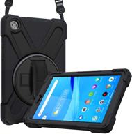 rugged heavy duty shockproof rotating kickstand 📱 protective case for lenovo tab m8 hd/lte - black logo