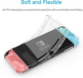 img 1 attached to 🎮 Protective Nintendo Switch Case Bundle: HEYSTOP Dockable Soft TPU Case + Tempered Glass Screen Protector + 6 Thumb Grips