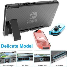 img 2 attached to 🎮 Protective Nintendo Switch Case Bundle: HEYSTOP Dockable Soft TPU Case + Tempered Glass Screen Protector + 6 Thumb Grips