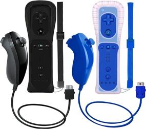 img 4 attached to ZeroStory 2 Packs Wireless Controller and Nunchuck for Wii and Wii U - Gamepad Set with Silicone Case and Wrist Strap (Black and Dark Blue)