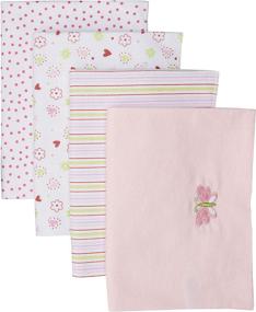 img 4 attached to Spasilk Baby 4 Pack: Premium 100% Cotton Flannel Receiving Blanket Set