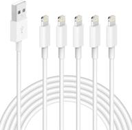 🔌 vodrais iphone charger, 5 pack (10 ft) - apple mfi certified lightning to usb cable compatible with iphone 12/11 pro/11/xs max/xr/8/7/6s/6/plus, ipad pro/air/mini, ipod touch - original certified-white logo