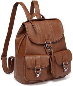 img 4 attached to Backpack VASCHY Fashion Leather Flap Drawstring Women's Handbags & Wallets for Fashion Backpacks