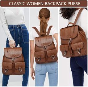 img 3 attached to Backpack VASCHY Fashion Leather Flap Drawstring Women's Handbags & Wallets for Fashion Backpacks