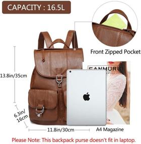 img 2 attached to Рюкзак VASCHY "Fashion Leather Flap Drawstring" Женские сумки и кошельки для модных рюкзаков