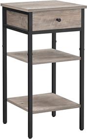 img 2 attached to 🌙 VASAGLE VINCYER Nightstand End Table Side Table with Drawer and 2 Storage Shelves Industrial Greige Black ULET502B02