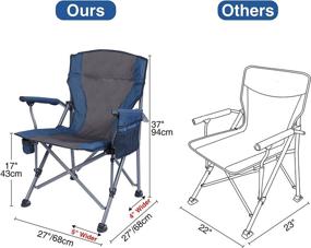 img 3 attached to REDCAMP Oversized Folding Camping Chairs: Heavy Duty 250/330/500lb, Sturdy Steel Frame, Portable Outdoor Sport Chairs with High Back and Hard Arms - Blue/Camouflage/Black