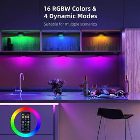 img 2 attached to 🔦 Wireless RGB Under Cabinet Lights - 6 Pack LED Puck Lights with Remote Control, Battery Operated, Dimmable Color Changing Under Counter Lights for Cabinets, Wardrobes, Bookcases