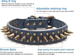 img 2 attached to Anti-Bite Spike Studded Dog Collar in PU Leather for Bulldogs, Poodles, Pugs, Shepherds - Adjustable and Vintage Style Pet Collar for Small, Medium, and Large Dogs