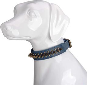 img 3 attached to Anti-Bite Spike Studded Dog Collar in PU Leather for Bulldogs, Poodles, Pugs, Shepherds - Adjustable and Vintage Style Pet Collar for Small, Medium, and Large Dogs