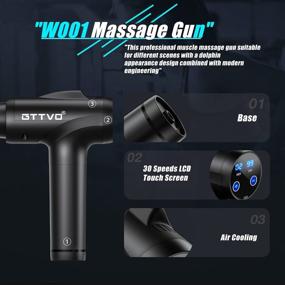 img 3 attached to 💆 Black Handheld Deep Tissue Percussion Massage Gun for Athletes - Quiet Portable Pain Relief Massager, LCD Touch Screen Electric Muscle Massager with 30 Speeds & 6 Interchangeable Heads