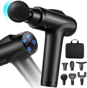 img 4 attached to 💆 Black Handheld Deep Tissue Percussion Massage Gun for Athletes - Quiet Portable Pain Relief Massager, LCD Touch Screen Electric Muscle Massager with 30 Speeds & 6 Interchangeable Heads