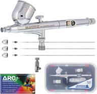 🎨 master airbrush g233 pro set: dual-action gravity feed airbrush with 3 nozzle sets, cutaway handle, and 1/3 oz cup logo