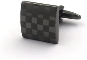 img 1 attached to Black Engraved Checker Pattern Cufflinks