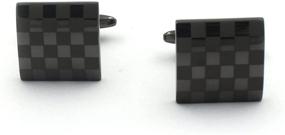 img 3 attached to Black Engraved Checker Pattern Cufflinks