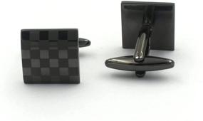 img 2 attached to Black Engraved Checker Pattern Cufflinks