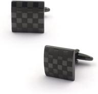 black engraved checker pattern cufflinks logo
