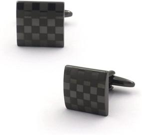 img 4 attached to Black Engraved Checker Pattern Cufflinks