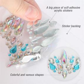 img 2 attached to 🧜 Halloween Mermaid Face Jewels Glitter 6 Sets Rhinestone Rave Festival Face Gems, Crystals Stickers for Eyes, Face, and Body Temporary Tattoos - Women's Festival Face Jewels