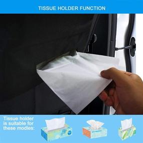 img 2 attached to 🚗 Black Car Trash Bag with Mesh Pockets & Leak-Proof Design – Portable Garbage Can for Cars with Convenient Storage Pockets and Tissue Holder