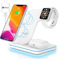 3 in 1 wireless charger: qi-certified 15w fast charging station for apple iwatch se/6/5/4/3/2/1, airpods pro/2, iphone 12/11 series/xs max/xr/xs/x/8/8 plus logo