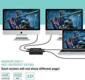 img 3 attached to Разветвитель HDMI 1x2 для двух мониторов, разветвитель HDMI 4K для дублированных/зеркальных дисплеев, усилитель HDMI 1 в 2 для полного HD 1080P, 3D, разделение 4K@30HZ (один источник на два дисплея)