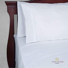 img 3 attached to 🛏️ Silky Soft King Size Sheets Set by Cosy House Collection - 6 Piece - Deep Pocket - Elegant Patterns - Stain, Fade & Wrinkle Resistant - White - Wavy Design