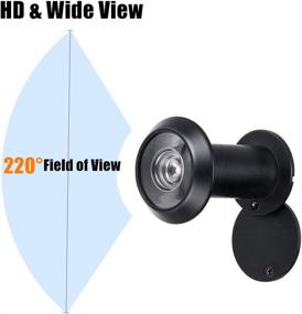 img 2 attached to 🔒 Enhanced Privacy Peep Hole: 220 Degree Wide View Angle Door Viewer with Rotating Cover - Heavy Duty Solid Brass Peephole for 1-3/8" to 2-1/6" Doors - Perfect for Home, Office, Hotel (Black)