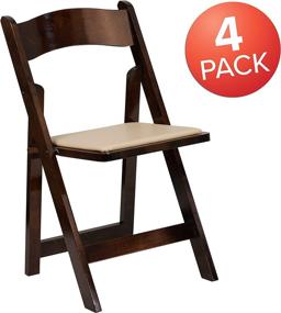 img 2 attached to 🪑 Sturdy & Stylish: Flash Furniture 4 Pack HERCULES Series Fruitwood Wood Folding Chair with Vinyl Padded Seat