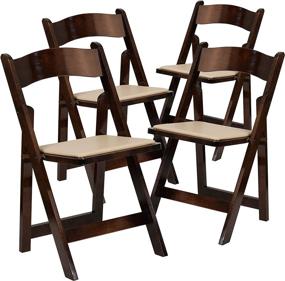 img 3 attached to 🪑 Sturdy & Stylish: Flash Furniture 4 Pack HERCULES Series Fruitwood Wood Folding Chair with Vinyl Padded Seat