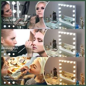 img 3 attached to FENCHILIN Vanity Mirror with Lights - Hollywood Lighted Makeup Mirror with 14 Dimmable LED Bulbs for Dressing Room & Bedroom - Tabletop or Wall-Mounted - Slim Metal Frame Design in White