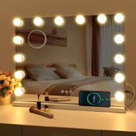 fenchilin vanity mirror with lights - hollywood lighted makeup mirror with 14 dimmable led bulbs for dressing room & bedroom - tabletop or wall-mounted - slim metal frame design in white logo