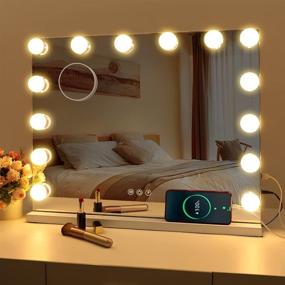 img 4 attached to FENCHILIN Vanity Mirror with Lights - Hollywood Lighted Makeup Mirror with 14 Dimmable LED Bulbs for Dressing Room & Bedroom - Tabletop or Wall-Mounted - Slim Metal Frame Design in White