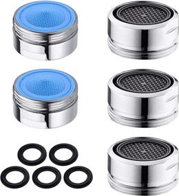 img 4 attached to 💧 Enhance Your Kitchen Sink with Faucet Aerator Replacement Parts – 5 Pack, 15/16 Inch Thread, Chrome Brass Shell, Gasket Included, 2.2 GPM Flow Restrictor