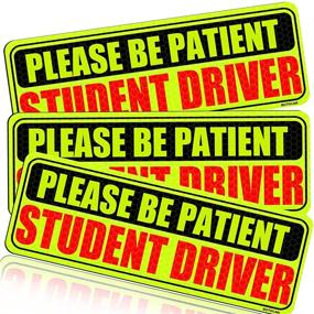 img 4 attached to 🚗 Botocar Student Driver Magnet 3-Pack - Reflective Vehicle Bumper Sticker for New Drivers - Strong Magnetic Sticker for Car Signs - Large Yellow Bold Text - 10 x 3.5 Inch