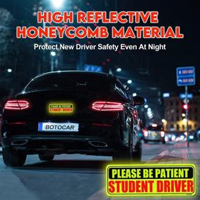img 1 attached to 🚗 Botocar Student Driver Magnet 3-Pack - Reflective Vehicle Bumper Sticker for New Drivers - Strong Magnetic Sticker for Car Signs - Large Yellow Bold Text - 10 x 3.5 Inch
