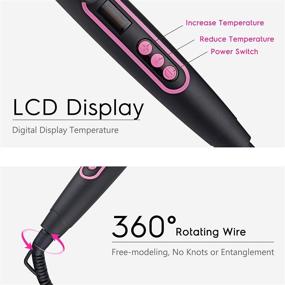 img 3 attached to LCD Temperature Display Hair Curling Irons with 3 🌡️ Barrel, Dual Voltage Crimping, Temperature Adjustable and Portable - Pink