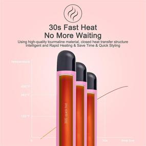 img 1 attached to LCD Temperature Display Hair Curling Irons with 3 🌡️ Barrel, Dual Voltage Crimping, Temperature Adjustable and Portable - Pink