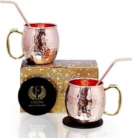 img 4 attached to 🍹 Copper Mugs: Exquisitely Handcrafted with Hammered Texture for Ultimate Comfort