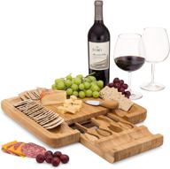 🧀 bamboo cheese board charcuterie set: includes cutlery, serving utensils, and slide-out drawer - perfect for wedding, anniversary, christmas, and housewarming gifts logo