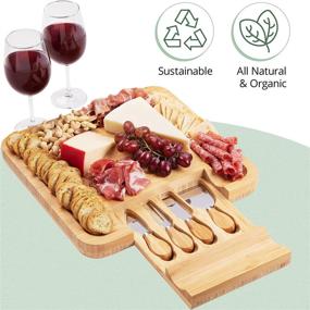 img 1 attached to 🧀 Bamboo Cheese Board Charcuterie Set: Includes Cutlery, Serving Utensils, and Slide-Out Drawer - Perfect for Wedding, Anniversary, Christmas, and Housewarming Gifts