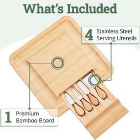 img 3 attached to 🧀 Bamboo Cheese Board Charcuterie Set: Includes Cutlery, Serving Utensils, and Slide-Out Drawer - Perfect for Wedding, Anniversary, Christmas, and Housewarming Gifts