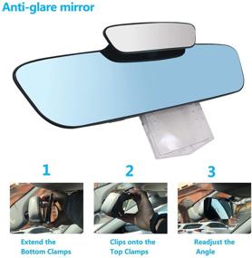 img 3 attached to 🔍 Enhance Safety with Anti Glare RearView Mirror - 13" 330mm Clip-on Convex Car Mirror for Wide Angle View, Decrease Blind Spot, Panoramic Rearview Mirror for Car Truck SUV