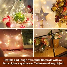 img 3 attached to 🎄 HXWEIYE Fairy Lights Warm White-2 Pack: 33FT 100LED Copper Wire String Lights with Clips. Waterproof, Remote Control, Timer. Ideal for Bedroom, Outdoor Indoor Wall Xmas Decor