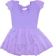 👗 gurcyter girls' athletic leotards with short/long sleeves, ballet leotard with skirt and back bowknot design logo