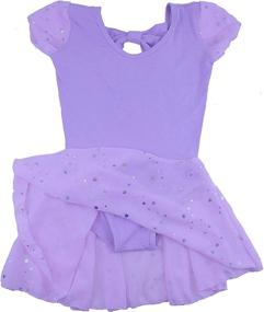 img 3 attached to 👗 Gurcyter Girls' Athletic Leotards with Short/Long Sleeves, Ballet Leotard with Skirt and Back Bowknot Design